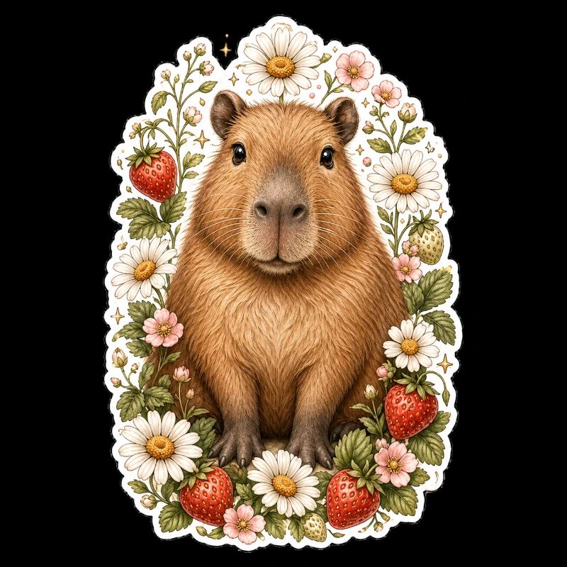 Capybara Erdbeeren Gänseblümchen Tierfreund