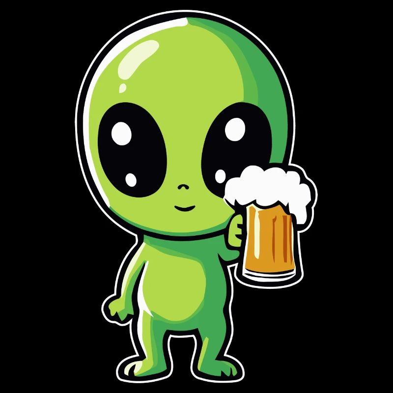 Alien with beer