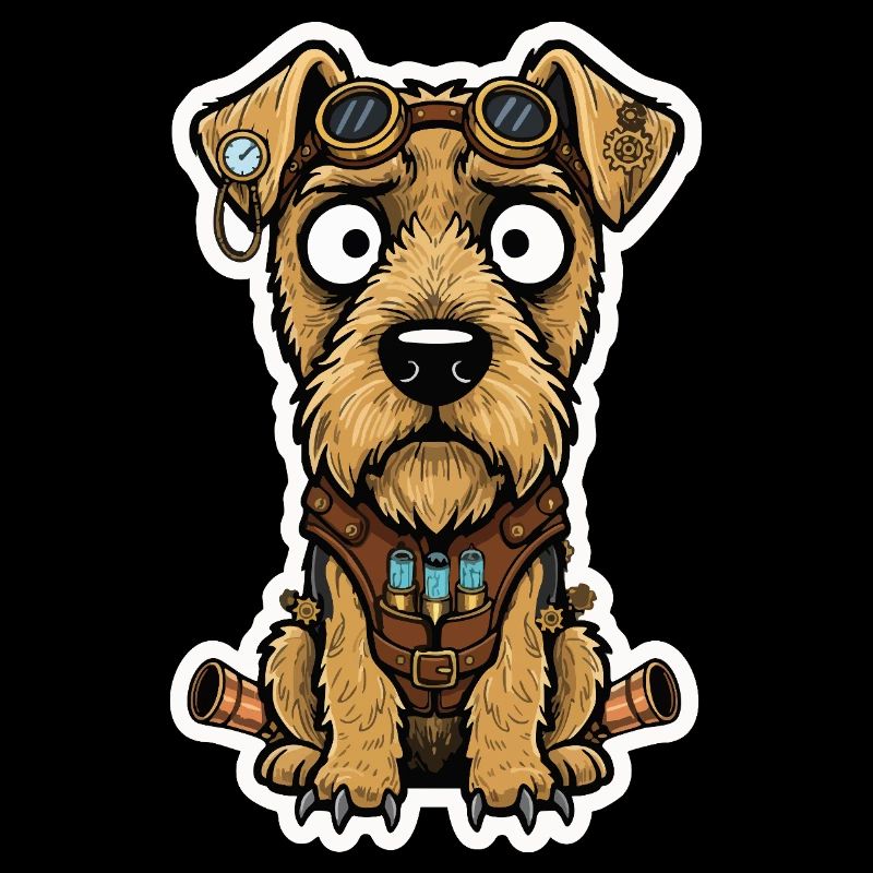 Steampunk Terrier Dog Propulsion und Fläschchen