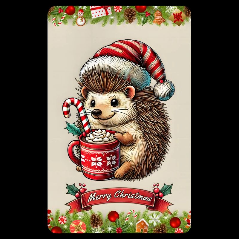 Christmas hedgehogs with hot chocolate