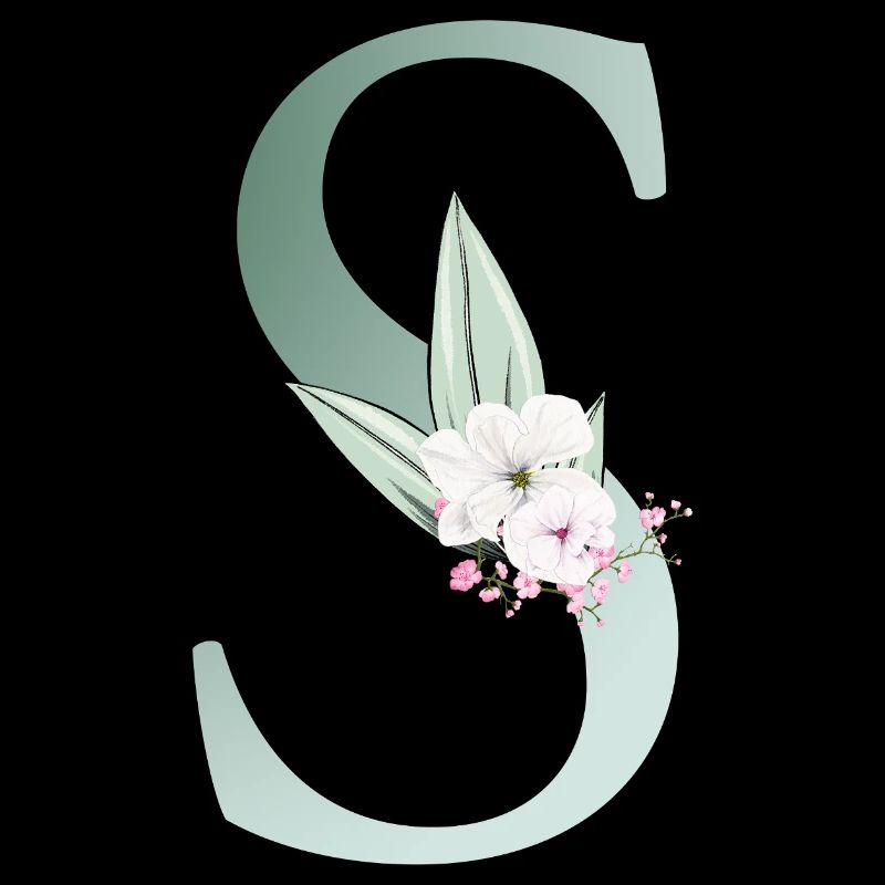 S Monogramm, Floral, personalisierbar
