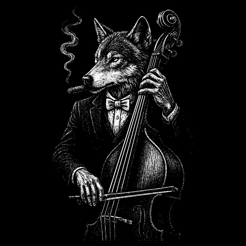 Noir Wolf Jazz joue de la contrebasse