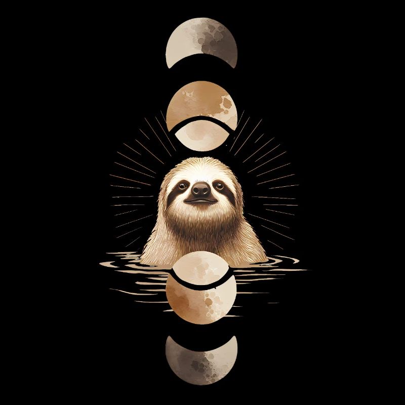 Sloth with Moon Phases Boho Design
