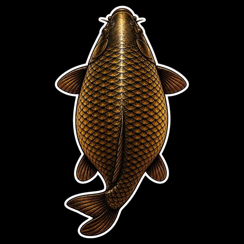Vue du sommet de la carpe dorée – Conception de pêche propre