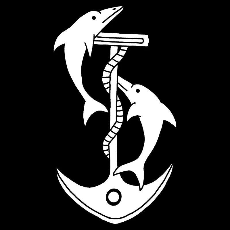 Anchor and dolphins (white)