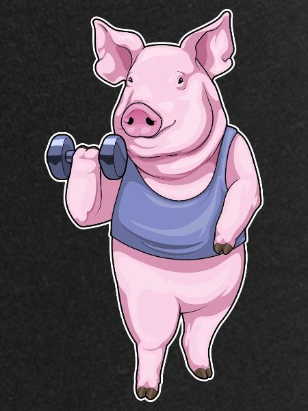 Bodybuilder cochon avec haltères