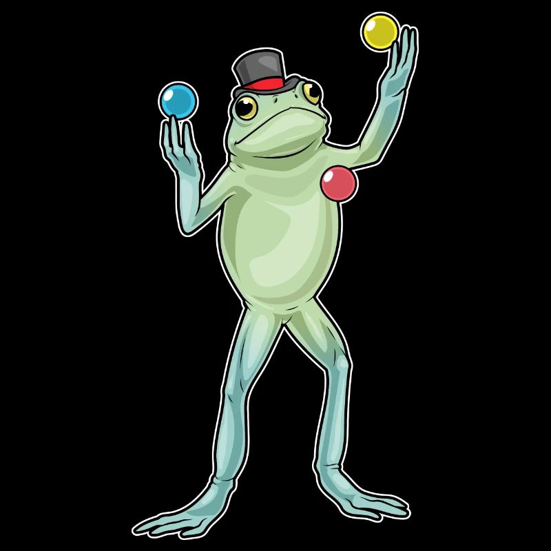Frog juggler juggling