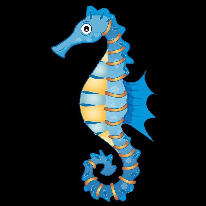 mignon hippocampe bleu dans le style comique