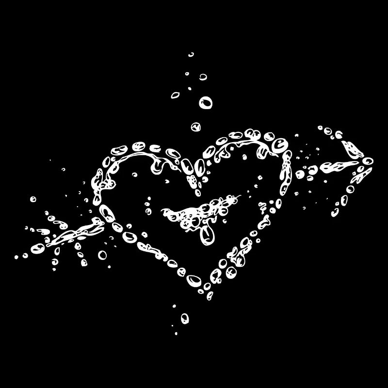 coeur avec une flèche de gouttes d'eau