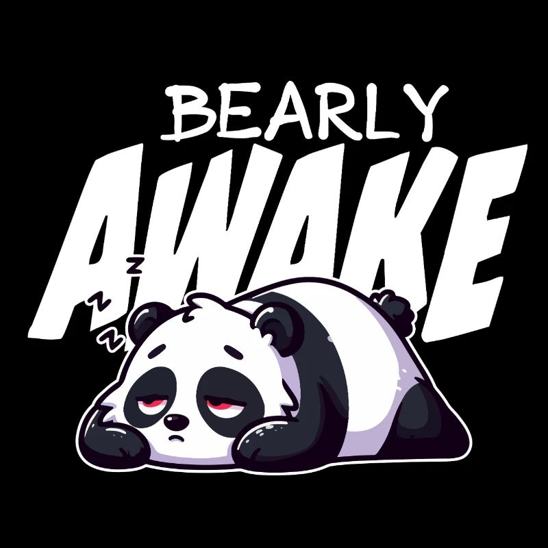 Bearly Awake Panda Illustration