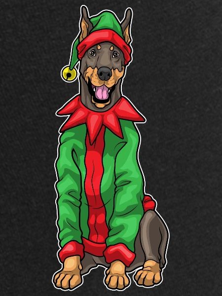 Doberman Christmas Elf