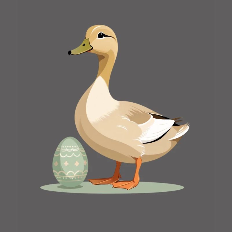 Spring duck with Easter egg