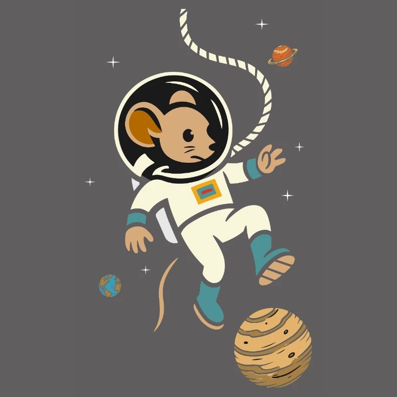 Souris astronaute dans l’espace – Motif mignon de l’espace
