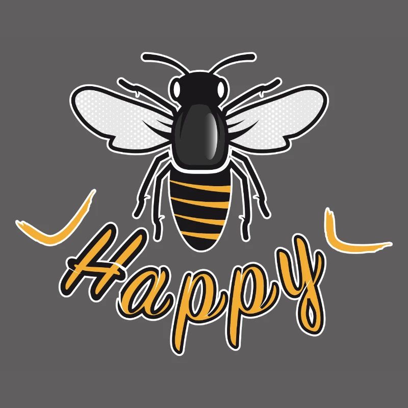 Abeille heureuse avec l’inscription « Happy »