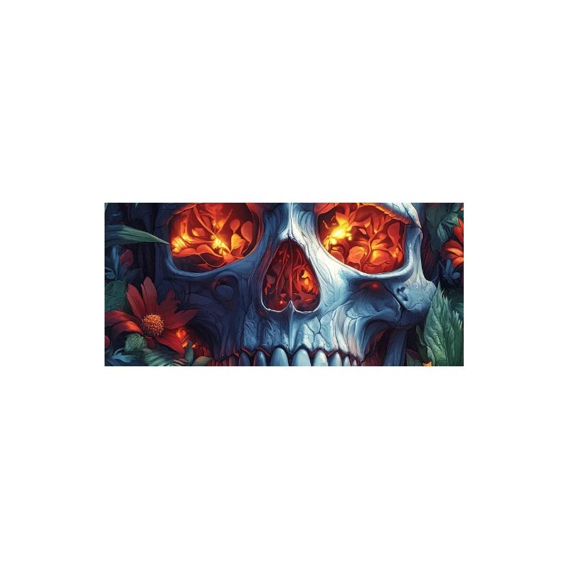 Flammender Schädel im Blütenreich