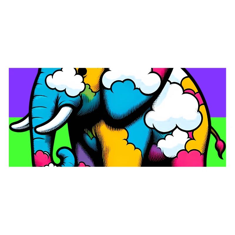 Éléphant avec Nuage et Nuages