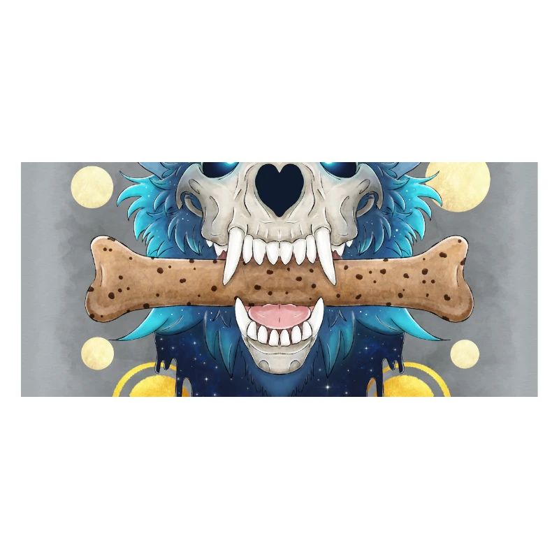 Hellhound Skull - Wolf Skull & Bone Cookie - Poster
