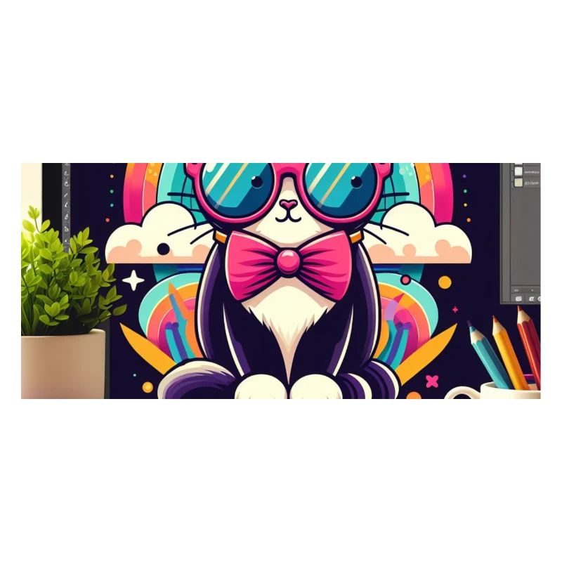 Chat studieux à lunettes