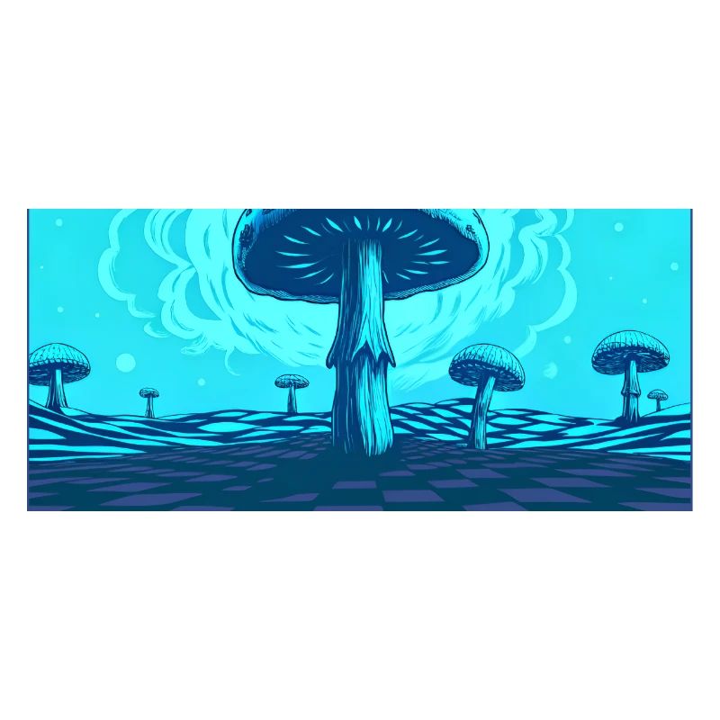 Scène Futuriste De Champignons Psychédéliques Bleus