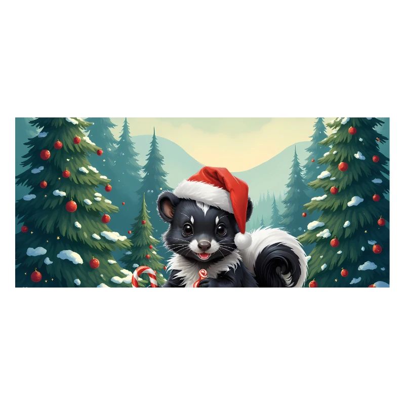 Weihnachtsstinktier im verschneiten Wald