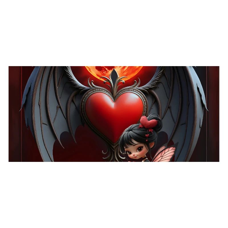 Winged Heart Under Red Moon