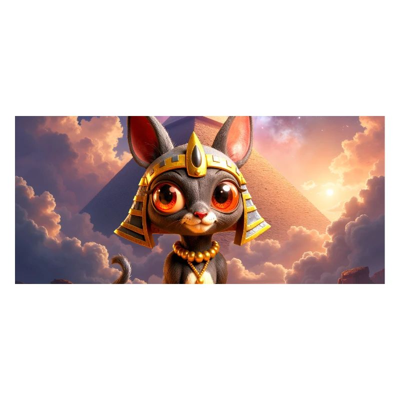 Pharao-Katze vor der Pyramide