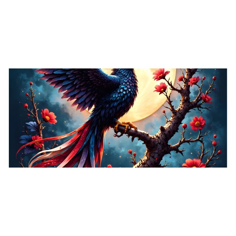 Blauer Phönix unter Vollmond
