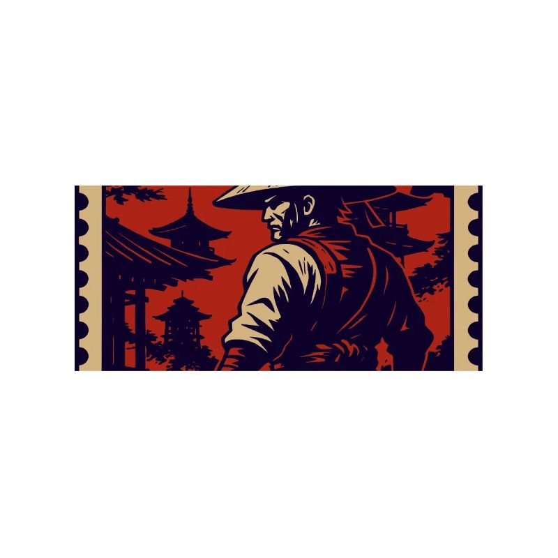 Roter Samurai Briefmarke der ehre