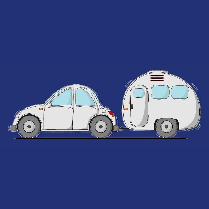 Auto mit Wohnwagen Grau