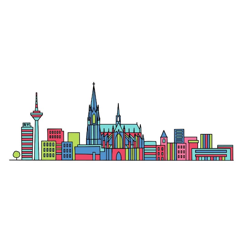 Cologne City Skyline Cathedral Modern Line Art