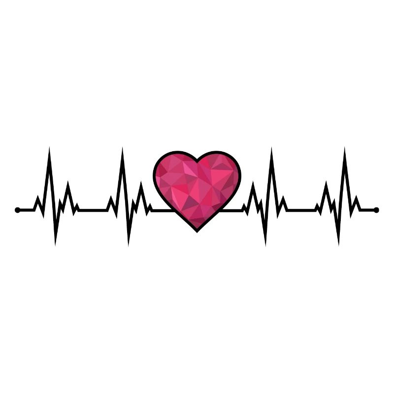 Heartbeat ECG Polygon Heart Dear Couples Red