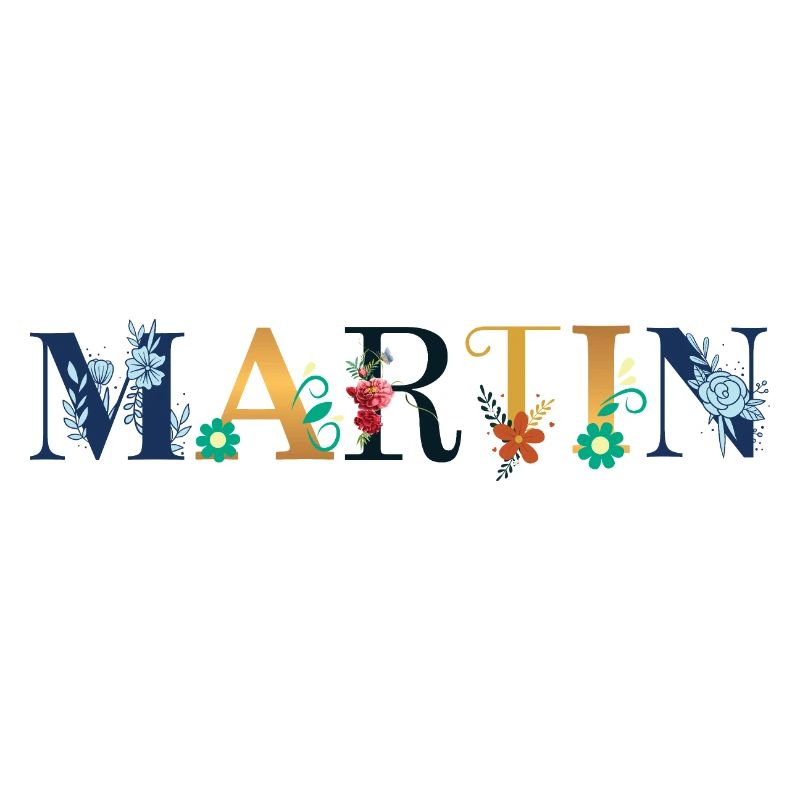 Nom MARTIN décoré de fleurs