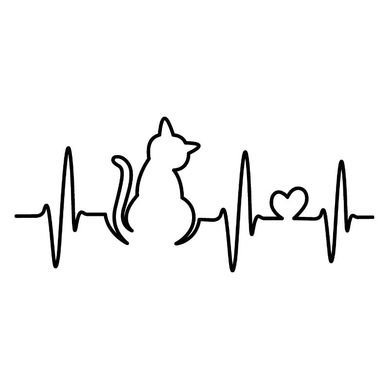Icônes de traits de dessin de lignes de battement de cœur de chats