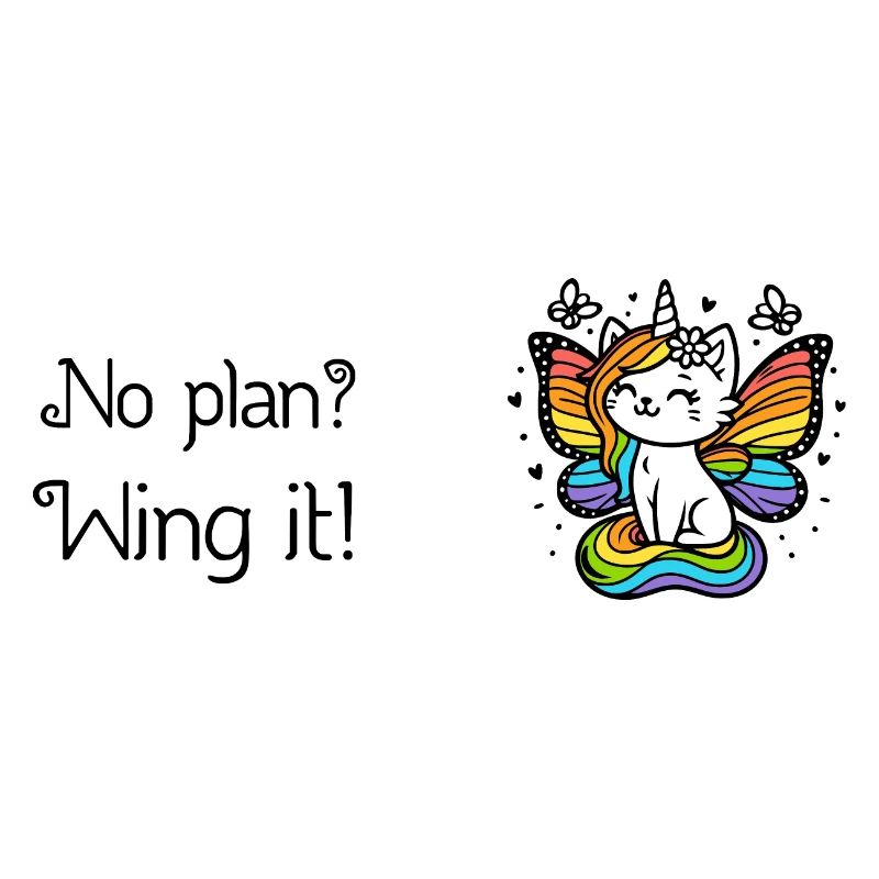 No plan? Wing it! Geflügelte Einhornkatze (bunt)