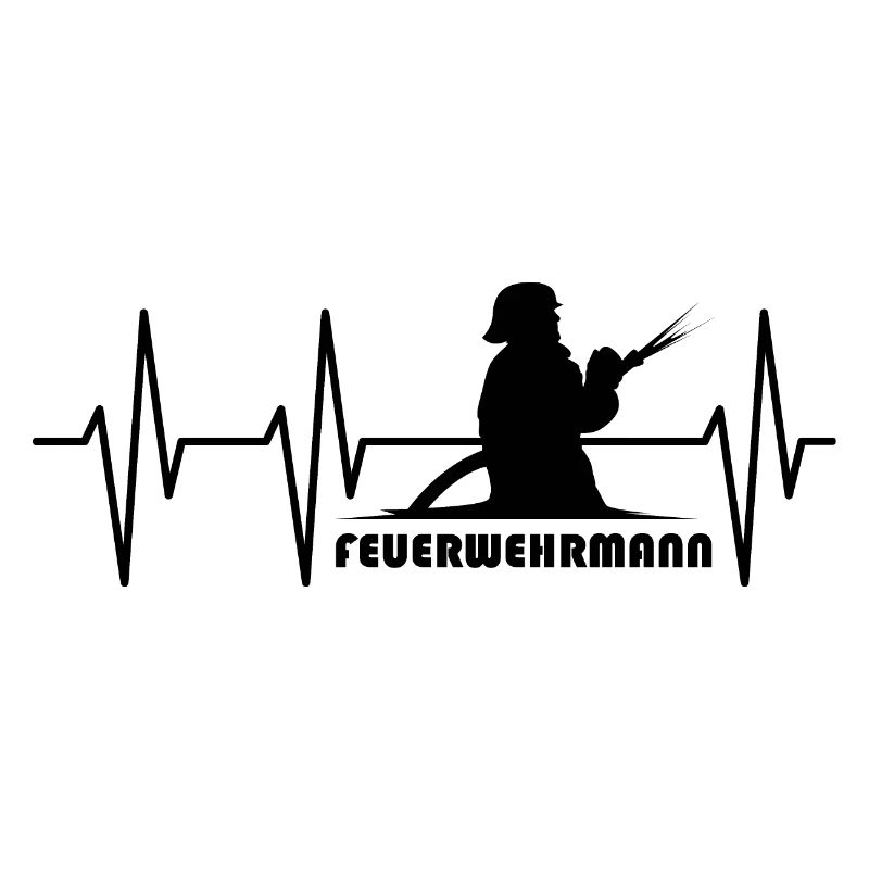 Firefighter Pulse Heartbeat Fire Brigade Symbol