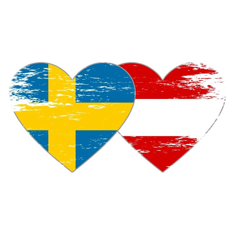 Suède Autriche Drapeau Coeur utilisé
