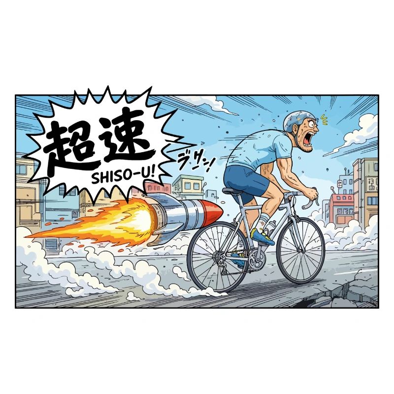 Cycliste à hypervitesse avec explosion de fusée
