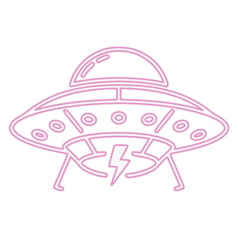 UFO Neon Pink Lightning Party Techno Vector