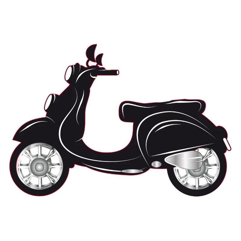 Ein schwarzer Motorroller mit farbigem Rand