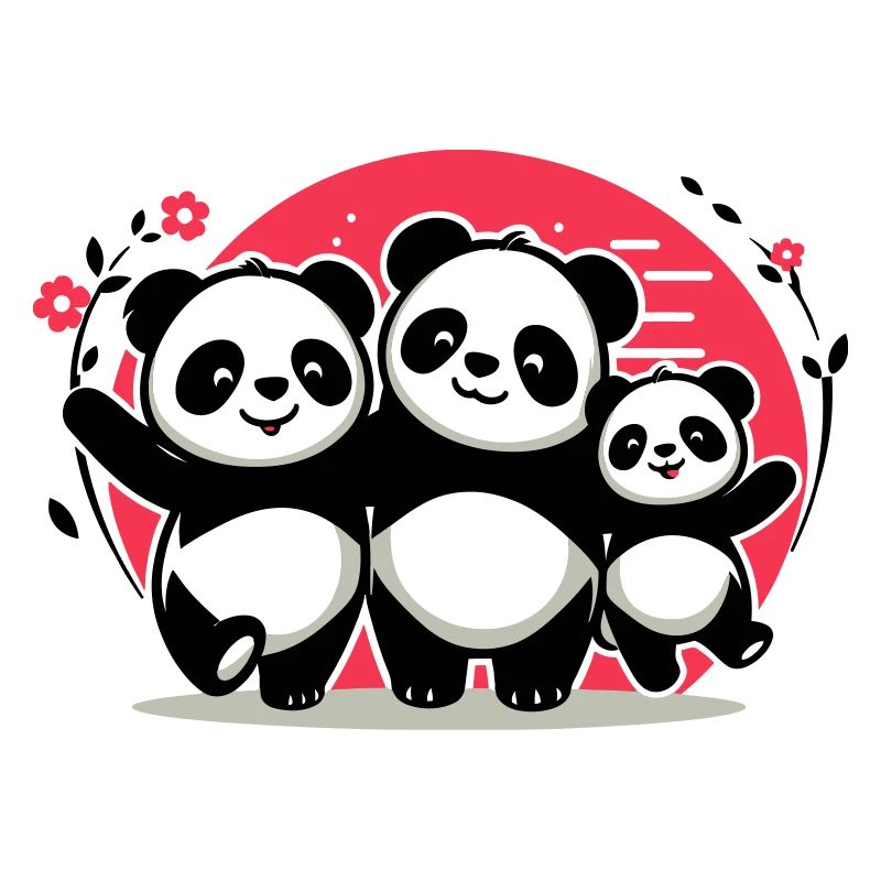 Pandas Family - 1 Elternteil 2 Kinder