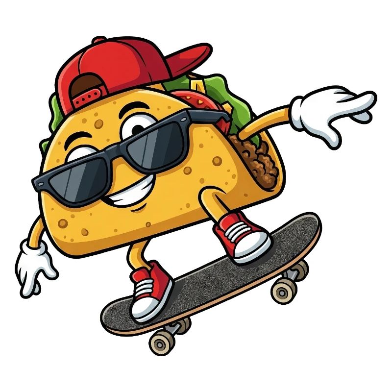 Slogan cool du skateboarder taco