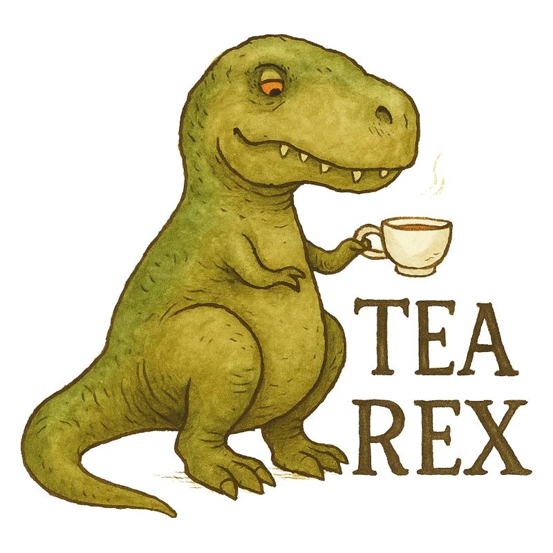 Tea Rex : Aquarelle Dino Heure du Thé
