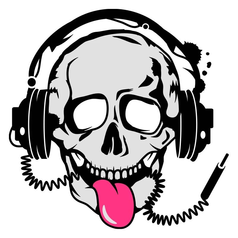 witziger Totenkopf Skull mit Kopfhörer