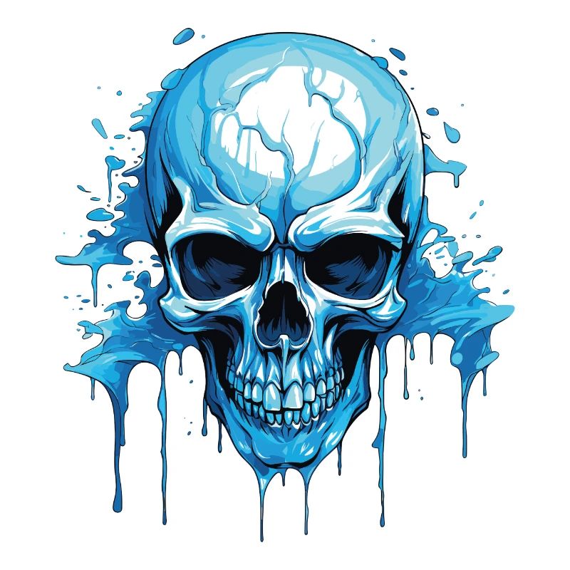Blue Skull Ink Flow
