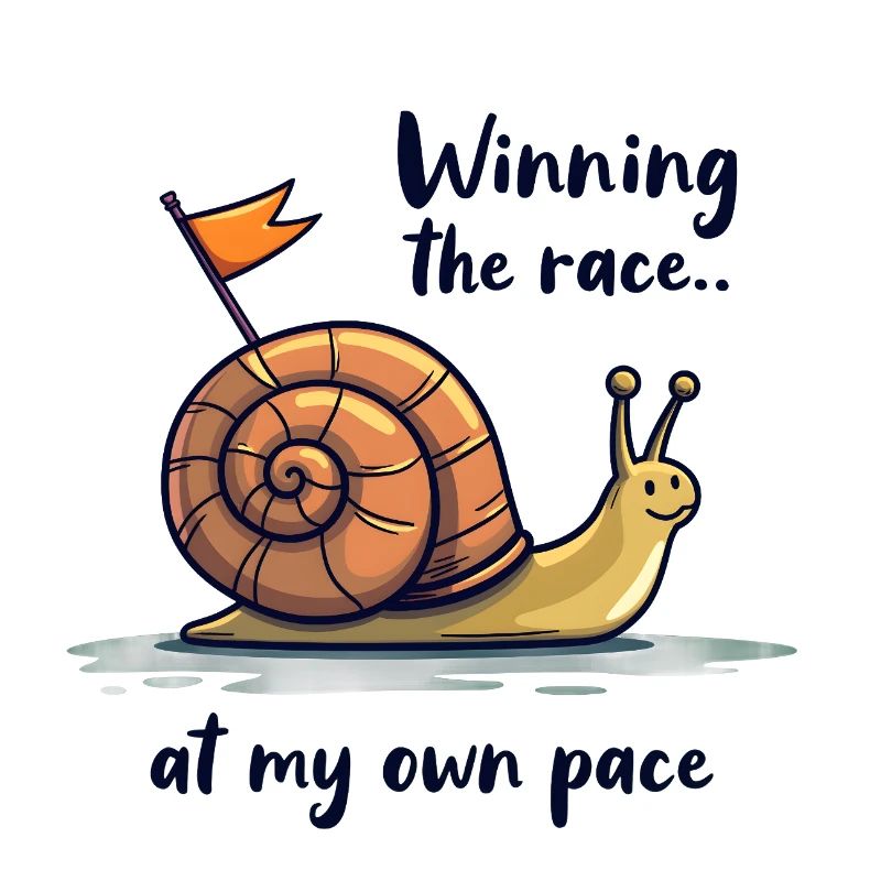 Escargot avec drapeau « Gagner la course »