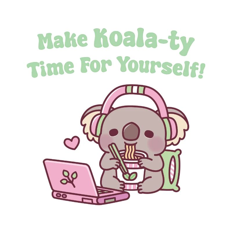 De mignons koalas mangeant des nouilles font du temps pour les koala-ty
