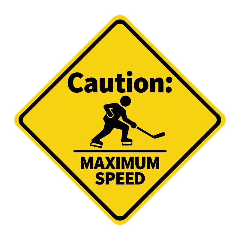 Caution Maximum Speed Eishockey Warnschild
