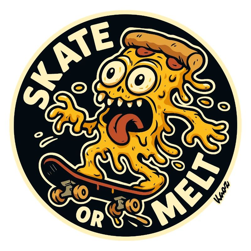 Skate oder Melt Käse Pizza Monster Skateboard