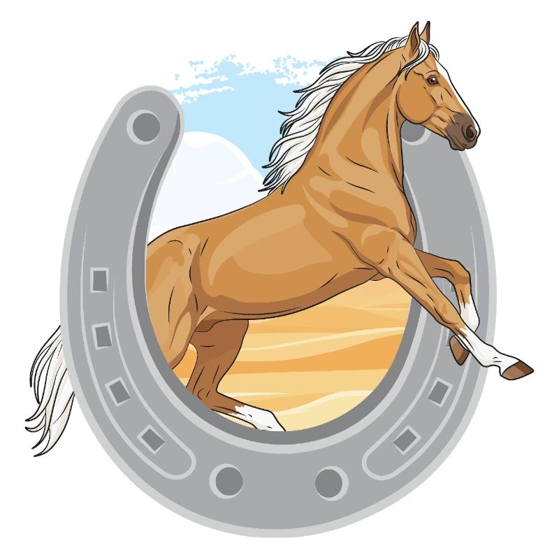 Ein springendes Palomino-Pferd, das ein Eisen durchbohrt