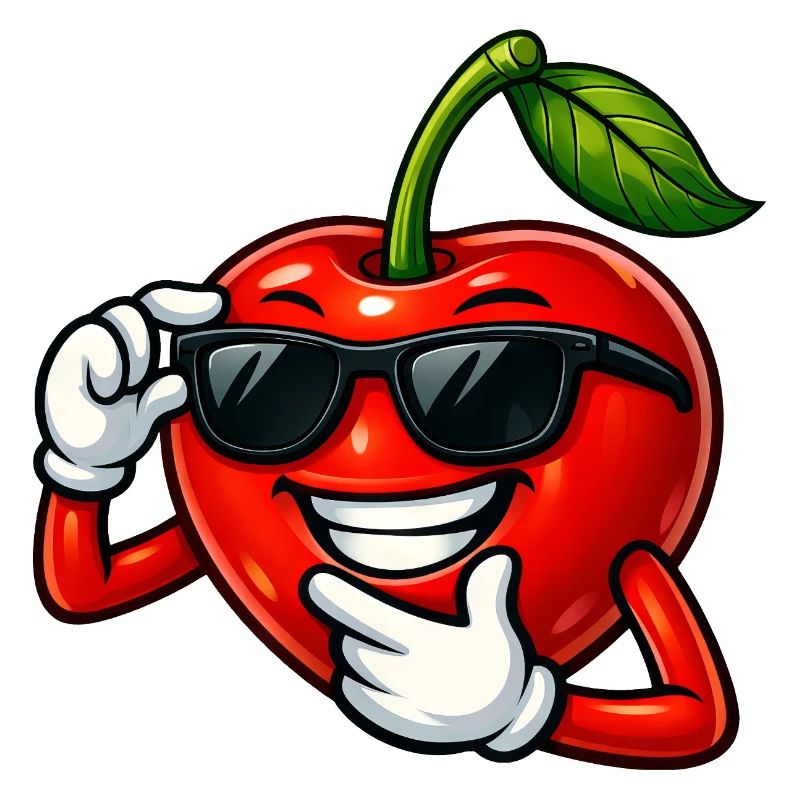 Cool Cherry Cartoon Comic Fruit Design